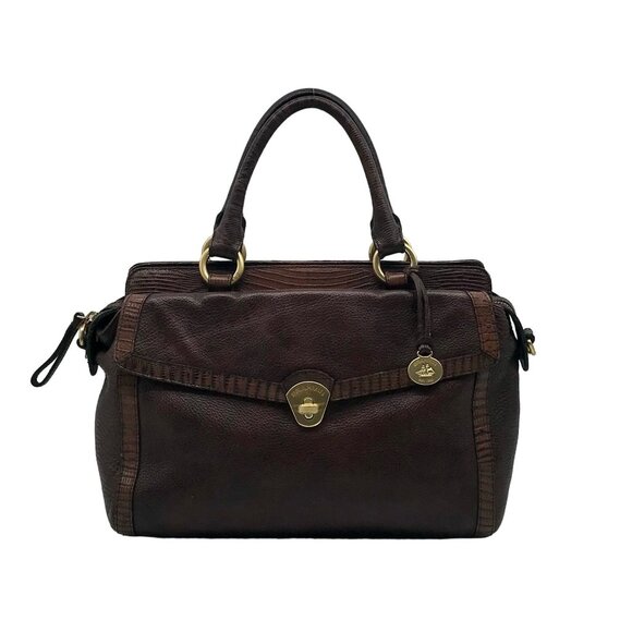 Brahmin Vintage Brown Embossed Leather Shoulder Bag - Picture 1 of 12